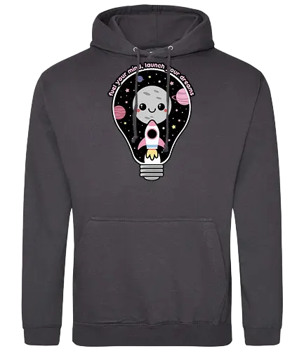 Kawaii Space Lightbulb - kawaii goth, cute, cute lightbulb, quote, saying, moon, stars, planets, space rocket, kawaii, space, lightbulb, kawaii lightbulb, pastel goth, pastel grunge - Standard Hoodie