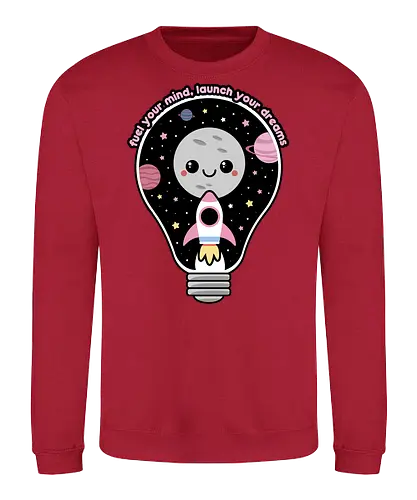 Kawaii Space Lightbulb - kawaii goth, cute, cute lightbulb, quote, saying, moon, stars, planets, space rocket, kawaii, space, lightbulb, kawaii lightbulb, pastel goth, pastel grunge - Sweatshirt