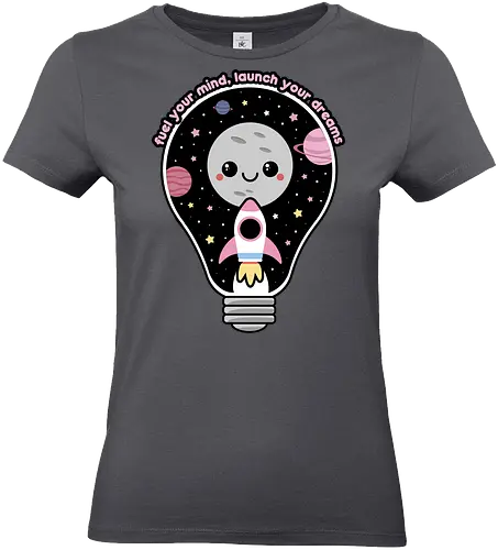 Kawaii Space Lightbulb - kawaii goth, cute, cute lightbulb, quote, saying, moon, stars, planets, space rocket, kawaii, space, lightbulb, kawaii lightbulb, pastel goth, pastel grunge - Standard T-Shirt (Frauen)