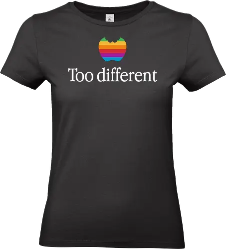 Too Different! - apple, geek, tech, nerd, computers, logo, retro, mashup, vintage, 80s - Standard T-Shirt (Frauen)