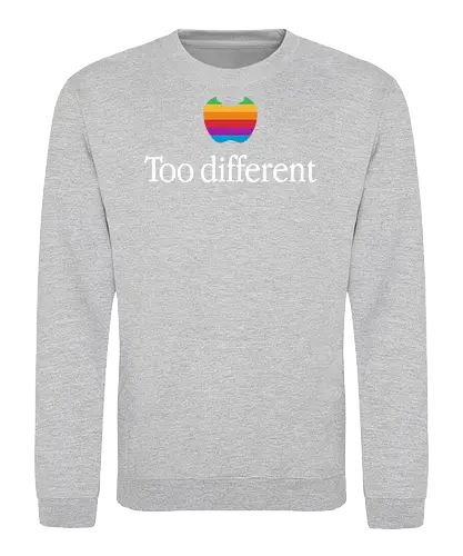 Too Different! - apple, geek, tech, nerd, computers, logo, retro, mashup, vintage, 80s - Sweatshirt