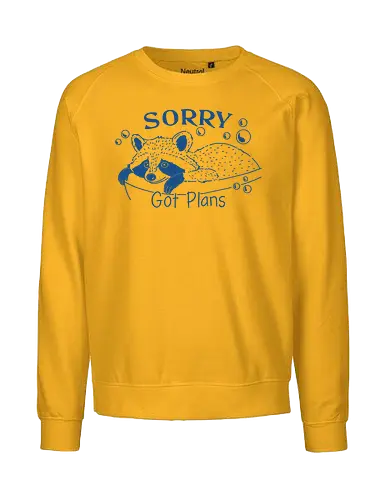Got Plans Raccoon  - sorry got plans, got plan, raccoon, meme, fun, funny, sarcastic, sarcasm, minimalist, trash, lazy - Fairtrade Sweatshirt