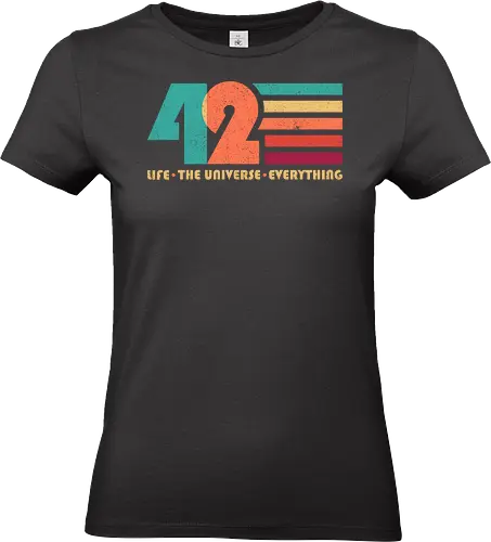 42 - The Life -The Universe - Everything - 42, 70s, book, bookworm, dont panic, douglas adams, geek, hitchhikers guide, reading, retro, sci fi, science, science fiction, vintage, hitchhiker, guide to the galaxy - Standard T-Shirt (Frauen)
