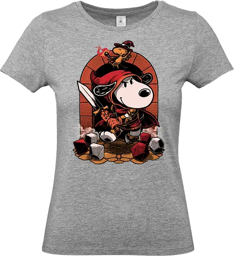 Beagle RPG Adventure - Beagle, Dog, Pet, Bird, Red, Knight, Warrior, Adventure, Fantasy, Black Mage, Wizard, Sorcery, Sorcerer, Sword And Sorcery, Rpg, Role-play, Role-playing, Pen and Paper, Dungeon Master, Dungeon, Fireball, D20, Tabletop, Tabletop Game, Dice - Standard T-Shirt (Frauen)