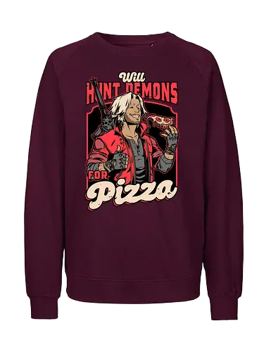 Devil Hunter Game Pizza - Devil, Cry, Demon, Dante, Video Games, Video Game, Games, Game, Hack And Slash, Rpg, Fantasy, Adventure, Sword, Pizza, Food, Fast Food, Demons - Fairtrade Sweatshirt