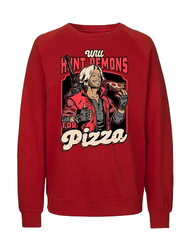 Devil Hunter Game Pizza - Devil, Cry, Demon, Dante, Video Games, Video Game, Games, Game, Hack And Slash, Rpg, Fantasy, Adventure, Sword, Pizza, Food, Fast Food, Demons - Fairtrade Sweatshirt