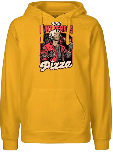 Devil Hunter Game Pizza - Devil, Cry, Demon, Dante, Video Games, Video Game, Games, Game, Hack And Slash, Rpg, Fantasy, Adventure, Sword, Pizza, Food, Fast Food, Demons - Fairtrade Hoodie