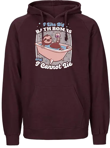 Relax Sloth Bubble Bathtub - Sloth, cute, pet, animal, adorable, bathroom, bath bomb, bath, music, parody, bubble, bubbles, drink, alcohol, wine, relax, relaxing - Fairtrade Hoodie
