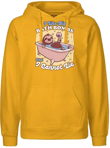 Relax Sloth Bubble Bathtub - Sloth, cute, pet, animal, adorable, bathroom, bath bomb, bath, music, parody, bubble, bubbles, drink, alcohol, wine, relax, relaxing - Fairtrade Hoodie