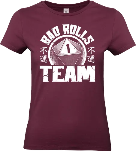 RPG - Bad Rolls Team - rpg, role-playing game, tabletop, japanese kanji, street wear style, fantasy, adventure, d20 dice - Standard T-Shirt (Frauen)