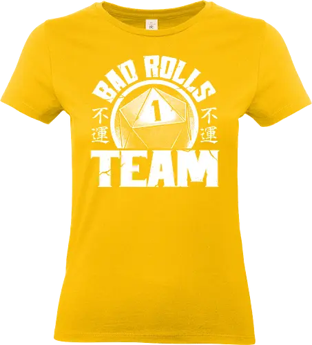 RPG - Bad Rolls Team - rpg, role-playing game, tabletop, japanese kanji, street wear style, fantasy, adventure, d20 dice - Standard T-Shirt (Frauen)