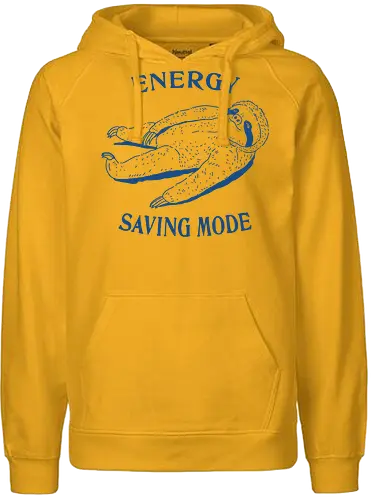 Energy Saving Mode - energy saving mode, energy saving, im not lazy, sloth, fun, funny, meme, sarcastic, sarcasm, minimalist, lazy - Fairtrade Hoodie