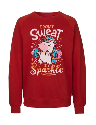 Unicorn Workout Mode - cute unicorn, workout, lifting weights, gym, workout motivation, sweat, funny, magical, strong, sparkle, bodybuilding - Fairtrade Sweatshirt