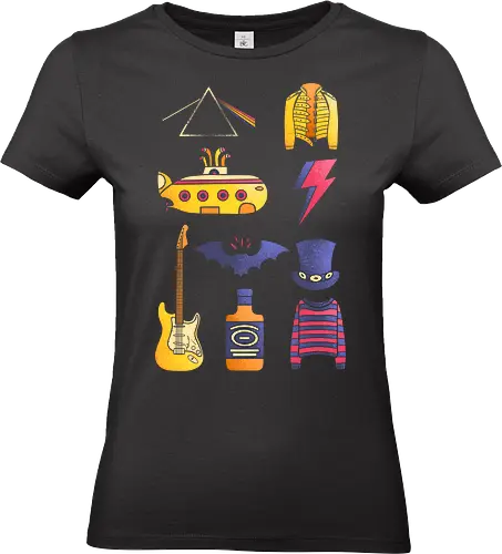 Rock & Roll Holy Relics - music, 80s, 90s, band, guitar, guitar player, heavy metal, legend, metal, music is life, music lover, nostalgia, retro, rock, vintage - Standard T-Shirt (Frauen)