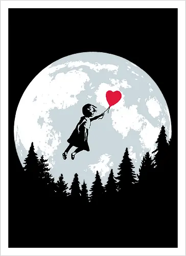 Girl with balloon flying