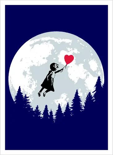 Girl with balloon flying