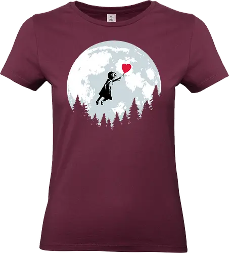 Girl with balloon flying - Banksy, moon, et, flying, balloon, girl with balloon, street art, valentines day, love - Standard T-Shirt (Frauen)