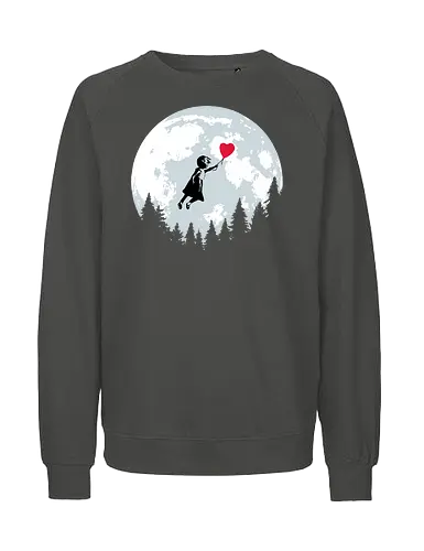 Girl with balloon flying - Banksy, moon, et, flying, balloon, girl with balloon, street art, valentines day, love - Fairtrade Sweatshirt