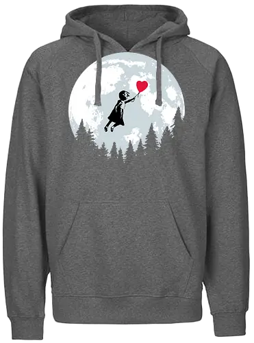 Girl with balloon flying - Banksy, moon, et, flying, balloon, girl with balloon, street art, valentines day, love - Fairtrade Hoodie