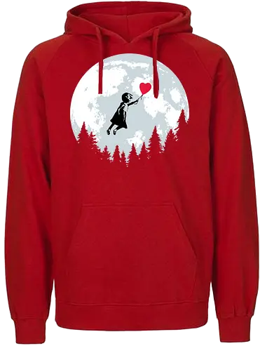 Girl with balloon flying - Banksy, moon, et, flying, balloon, girl with balloon, street art, valentines day, love - Fairtrade Hoodie