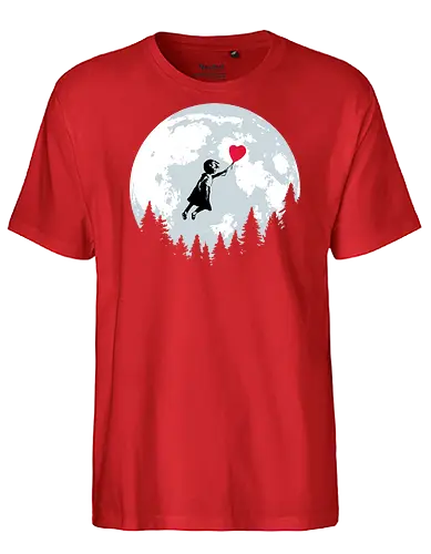 Girl with balloon flying - Banksy, moon, et, flying, balloon, girl with balloon, street art, valentines day, love - Fairtrade T-Shirt