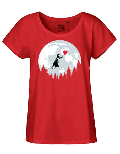 Girl with balloon flying - Banksy, moon, et, flying, balloon, girl with balloon, street art, valentines day, love - Fairtrade Girl Shirt