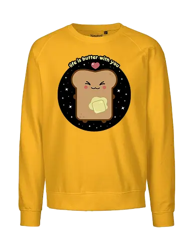 Kawaii Toast  - quote, saying, kawaii, toast, kawaii toast, life is butter with you, butter, kawaii food, cute, cute toast, cute food, funny food, funny toast, adorable - Fairtrade Sweatshirt