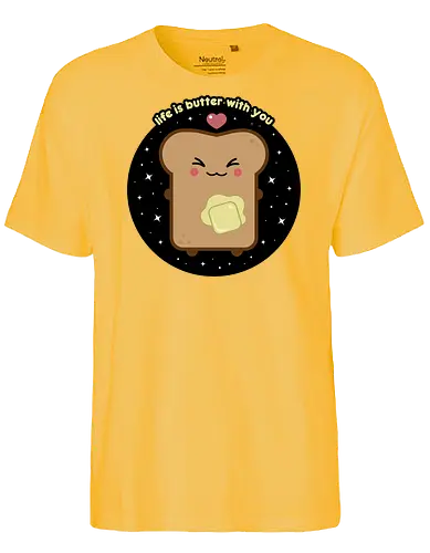 Kawaii Toast  - quote, saying, kawaii, toast, kawaii toast, life is butter with you, butter, kawaii food, cute, cute toast, cute food, funny food, funny toast, adorable - Fairtrade T-Shirt