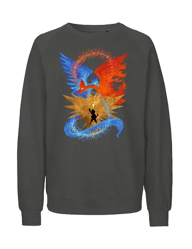 three legendary - anime, manga, monster, electric, fortrees, ice, tamer, game, bird, legendary, legend, mytical, mythology - Fairtrade Sweatshirt