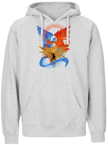 three legendary - anime, manga, monster, electric, fortrees, ice, tamer, game, bird, legendary, legend, mytical, mythology - Fairtrade Hoodie