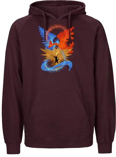 three legendary - anime, manga, monster, electric, fortrees, ice, tamer, game, bird, legendary, legend, mytical, mythology - Fairtrade Hoodie