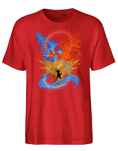 three legendary - anime, manga, monster, electric, fortrees, ice, tamer, game, bird, legendary, legend, mytical, mythology - Fairtrade T-Shirt