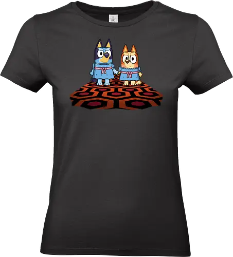 Doggy Twins! - bluey, bingo, twins, horror, kubrick, halloween, the-shining, shining, parody - Standard T-Shirt (Frauen)