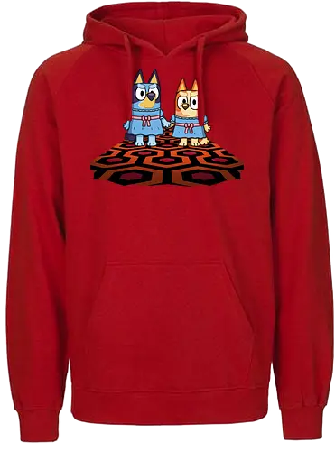 Doggy Twins! - bluey, bingo, twins, horror, kubrick, halloween, the-shining, shining, parody - Fairtrade Hoodie