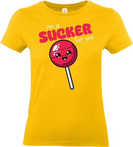 I'm a sucker for you - lollipop, cute, playful, romantic, cartoon, text, colorful, fun, whimsical, design - Standard T-Shirt (Frauen)