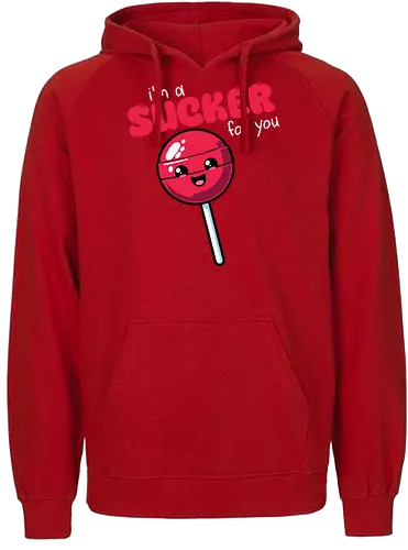 I'm a sucker for you - lollipop, cute, playful, romantic, cartoon, text, colorful, fun, whimsical, design - Fairtrade Hoodie