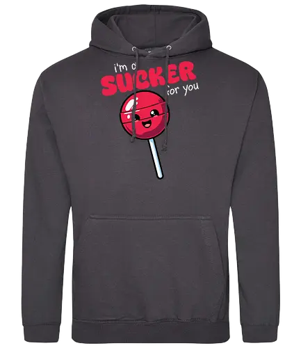 I'm a sucker for you - lollipop, cute, playful, romantic, cartoon, text, colorful, fun, whimsical, design - Standard Hoodie