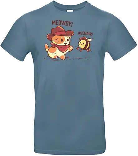 Meowdy and Beehaw - meowdy partner, funny cowboy, cowboy cat, yeehaw, cat, meme, bee, beehaw, meowdy, howdy, funny, pawtner, partner, rootin tootin, friend, Miau-Partner, lustiger Cowboy, Cowboy-Katze, Katze, Meme, Biene, Miau, lustig, Freund - Standard T-Shirt