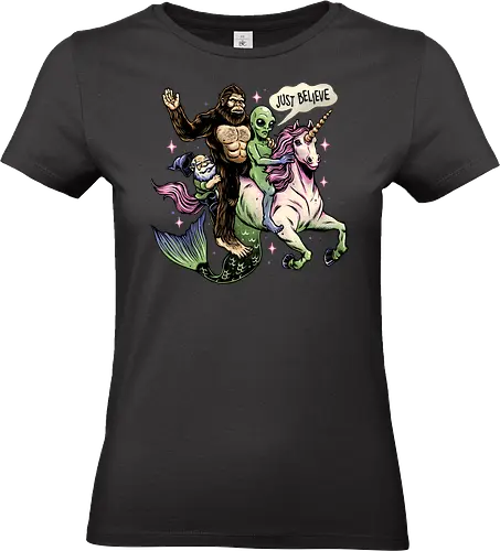 Just Believe - Myth, creatures, alien, dwarf, funny, unicorn, legends, mermaid, Paranormal - Standard T-Shirt (Frauen)