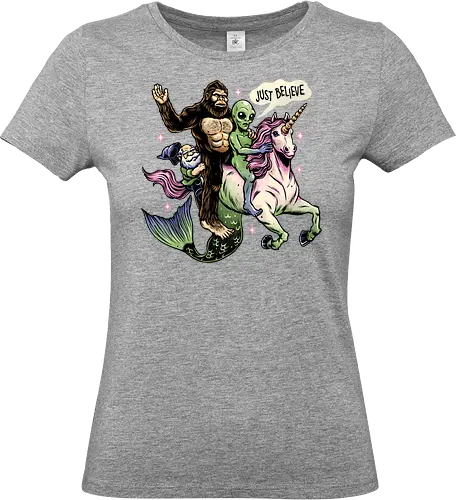 Just Believe - Myth, creatures, alien, dwarf, funny, unicorn, legends, mermaid, Paranormal - Standard T-Shirt (Frauen)