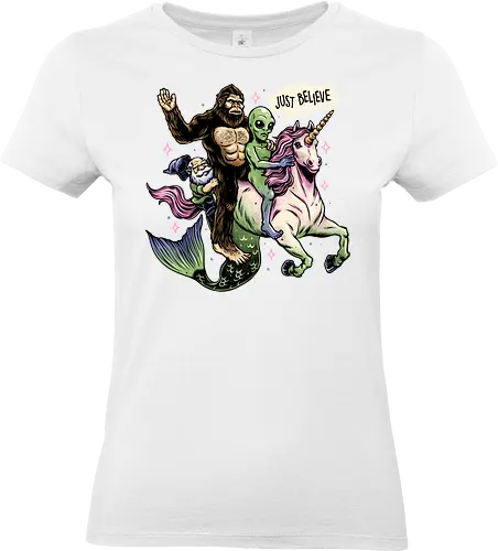 Just Believe - Myth, creatures, alien, dwarf, funny, unicorn, legends, mermaid, Paranormal - Standard T-Shirt (Frauen)