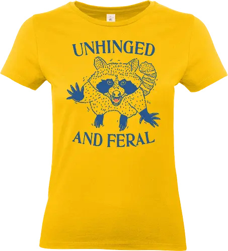 Unhinged and Feral - unhinged and feral, unhinged, feral, raccoon, minimalist, fun, funny, meme, sarcastic, sarcasm - Standard T-Shirt (Frauen)