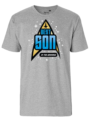 Best Trekkie Son - fathers day, dad, daddy, mothers day, mommy, gifts for son, 60s, 70s, 80s, christmas, christmas gifts, universe, Space, trekkie, nostalgia, galaxy - Fairtrade T-Shirt
