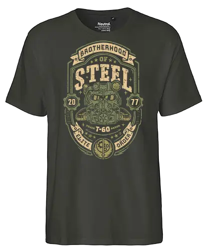 Knight of Steel T-60 - video game, armor, atomic, brotherhood, gamer, gaming, knight, nuclear war, paladin, shelter, steel, vault, wasteland, fallout - Fairtrade T-Shirt