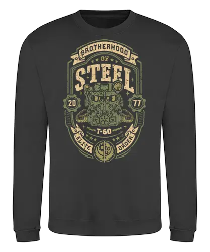 Knight of Steel T-60 - video game, armor, atomic, brotherhood, gamer, gaming, knight, nuclear war, paladin, shelter, steel, vault, wasteland, fallout - Sweatshirt
