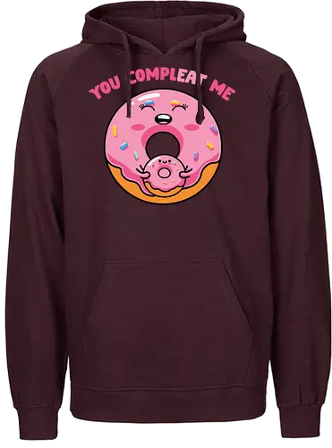 You complete me - donut, cute, smile, sprinkles, pink, mini, text, playful, cartoon - Fairtrade Hoodie
