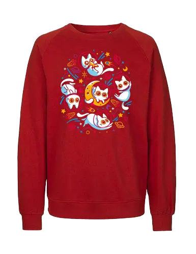 Kitten Cosmos - white cats, space, science fiction, galaxy, kawaii cute, kittens, kitties, neon colors, astronomy, planets, moon, astronaut, universe, rainbow color, scifi - Fairtrade Sweatshirt