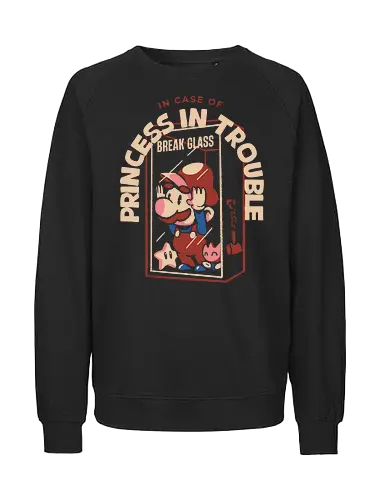 Prinzessin in Schwierigkeiten? Glas zerbrechen - retro, gaming, gamer, retro gamer - Fairtrade Sweatshirt