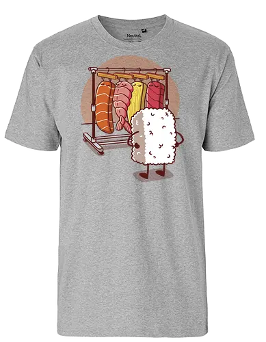 Sushi Wardrobe v2 - sushi, cute food, cute sushi, food, i love sushi, japan, japanese, kawaii, kawaii food, kawaii sushi, nigiri, sushi food, sushi lover, wardrobe - Fairtrade T-Shirt