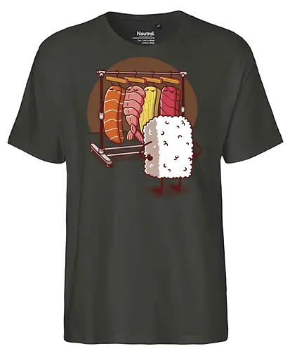 Sushi Wardrobe v2 - sushi, cute food, cute sushi, food, i love sushi, japan, japanese, kawaii, kawaii food, kawaii sushi, nigiri, sushi food, sushi lover, wardrobe - Fairtrade T-Shirt